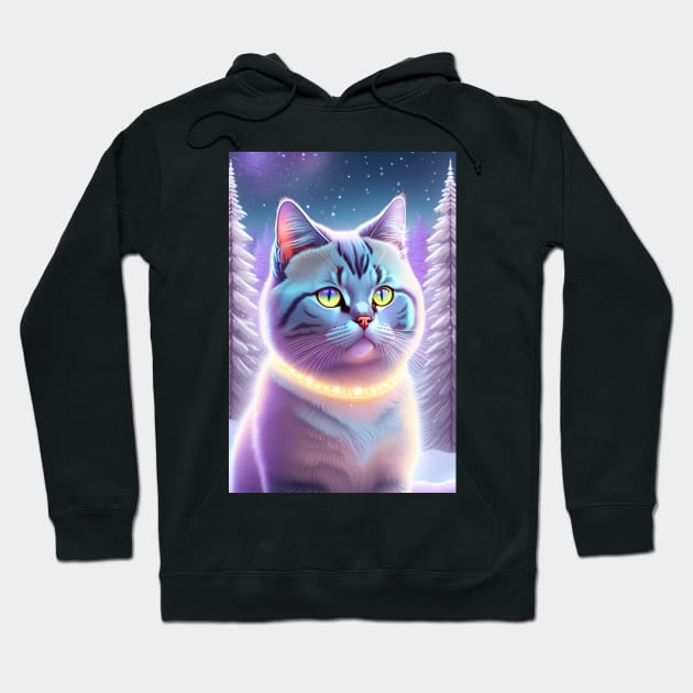 Glowy British Shorthair In WInter Setting Hoodie by Enchanted Reverie